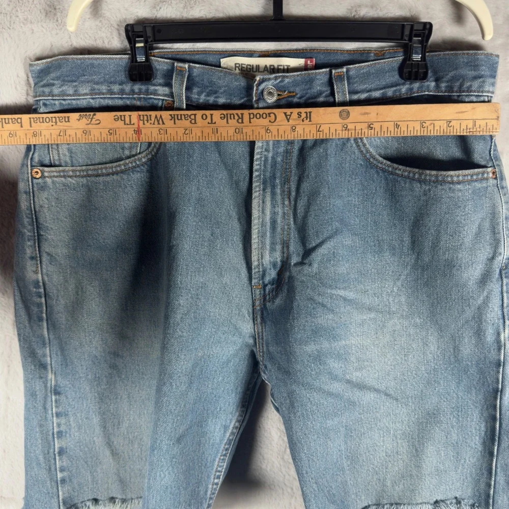 Vintage Levis‎ 505 Regular Fit Distressed Denim Cut Off Shorts Blue Mens 38 2003